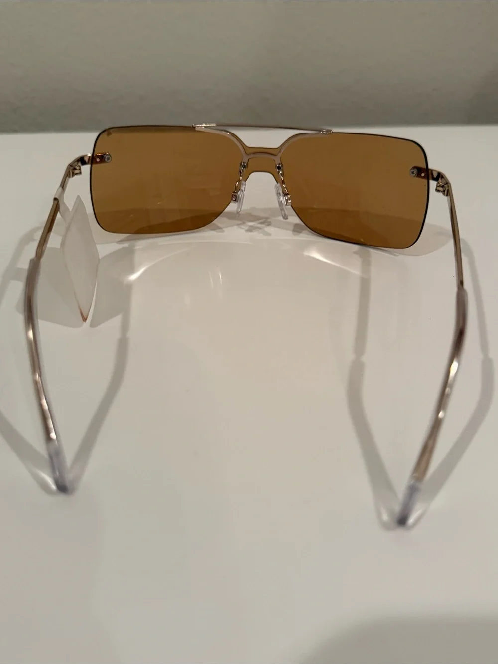 NWT Jason Wu Rimless Shield Sunglasses Amber Gold Y2K